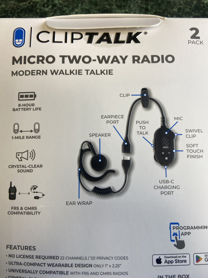 NEW Midland Clip Talk Micro 2-Way Radio-2Pack