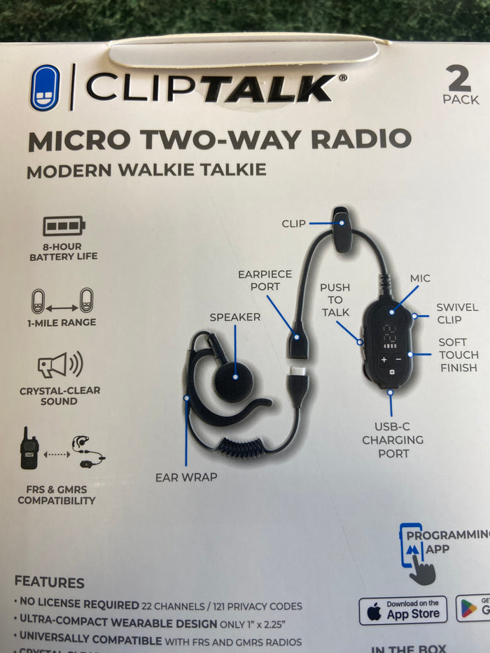 NEW Midland Clip Talk Micro 2-Way Radio-Single Radio