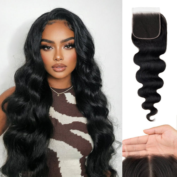 5×5 Skinlike Transparent Lace Closure Body Wave 100% Burmese Remy Human Hair Natural Color Deep parting - newmiss hair