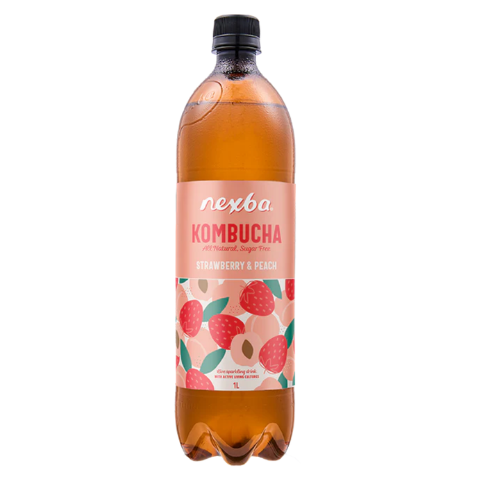 Nexba Strawberry & Peach Kombucha 1Ltr
