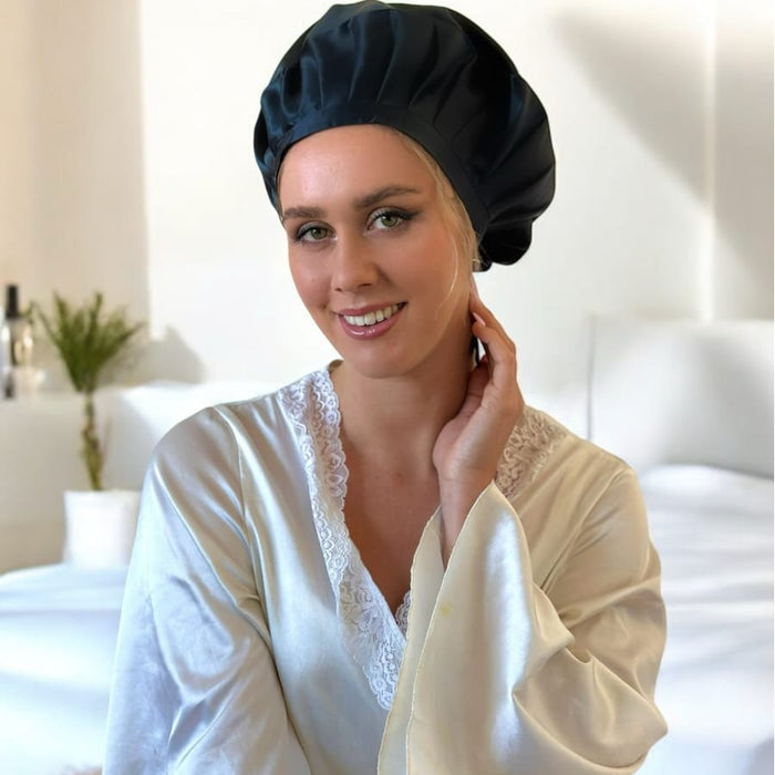 Noir Silk Adjustable Bonnet, Pillowcase & Scrunchie Bundle