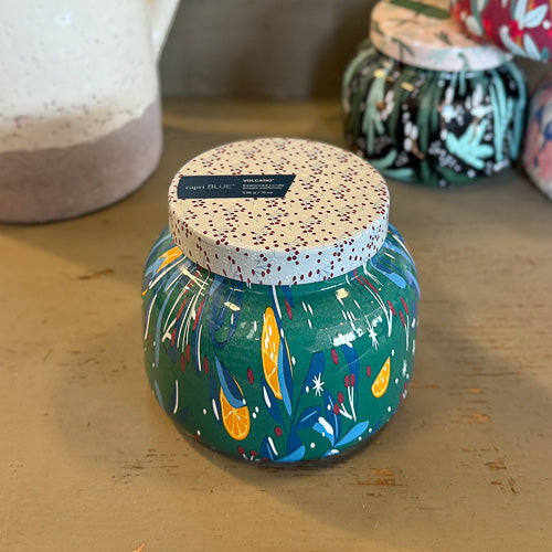 Patterned Capri Blue Candle