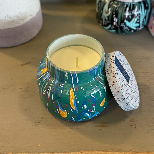 Patterned Capri Blue Candle