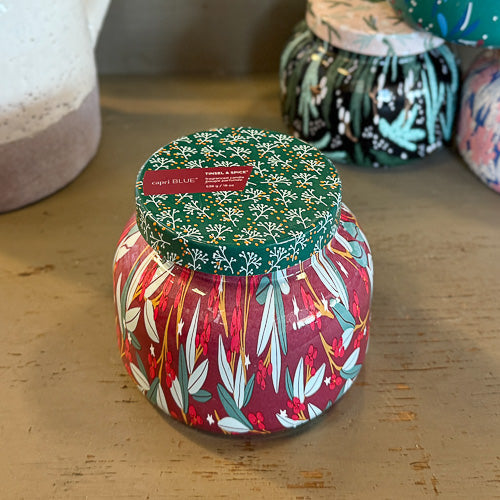 Patterned Capri Blue Candle
