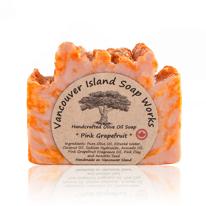 This beautiful bar will wake you up & put some pep in your step. Pink Grapefruit is exceptionally energizing, mood balancing and stress relieving. Add that to its supreme cleansing qualities and this is the ideal soap for morning bathers. Handmade, natural, vegan, olive oil soap. Made on Vancouver Island in BC, Canada.