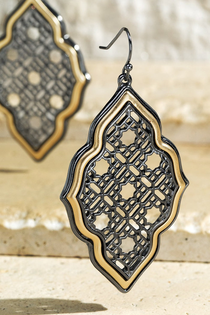Quatrefoil Filigree Dangle Drop Earrings