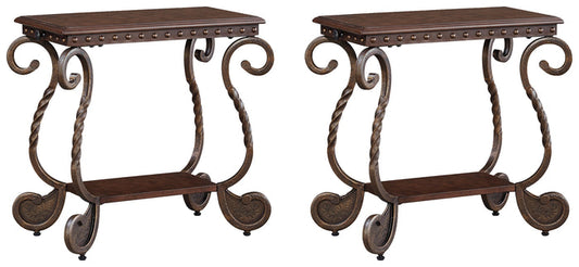 Rafferty T382 Dark Brown Chairside 2-Piece End Table Set