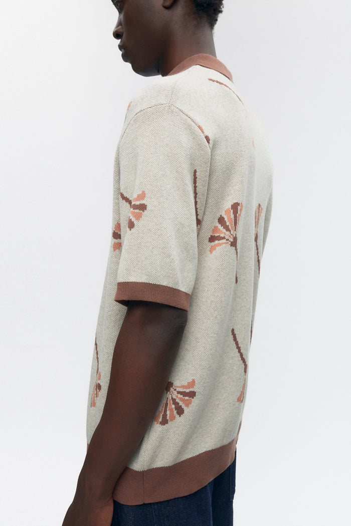Ramzy Knit Shirt in Acorn/Oat Melange