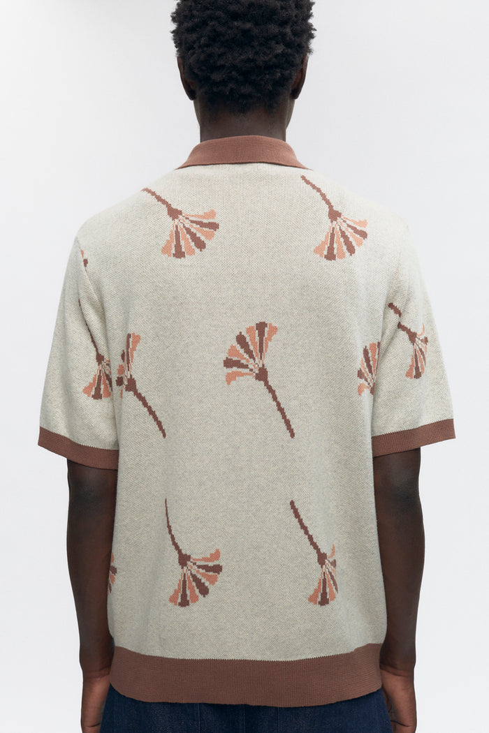 Ramzy Knit Shirt in Acorn/Oat Melange