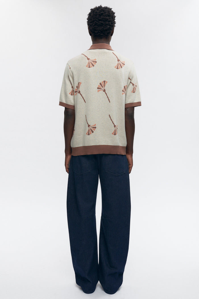 Ramzy Knit Shirt in Acorn/Oat Melange