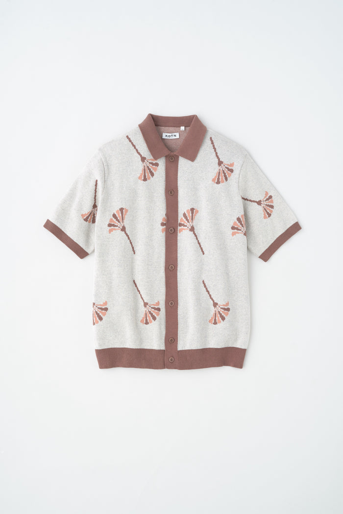 Ramzy Knit Shirt in Acorn/Oat Melange
