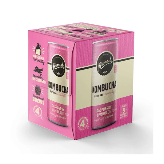 Remedy Kombucha Raspberry Lemonade Multi pack 4x330ml