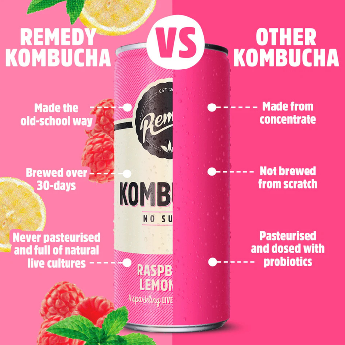 Remedy Kombucha Raspberry Lemonade Multi pack 4x330ml