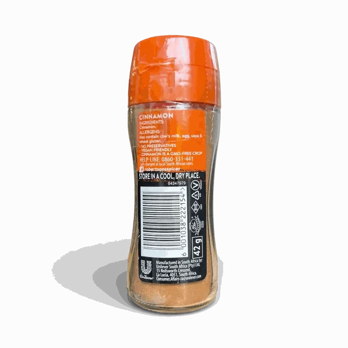 Robertsons Cinnamon Spice 42g shaker bottle with finely ground cinnamon for cooking and baking