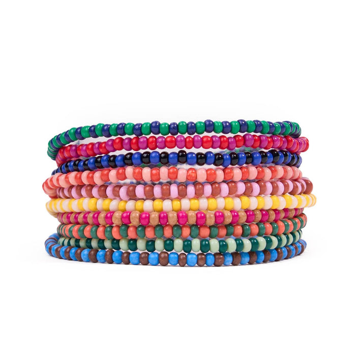 Sage Beaded 10 Strand Stretch Bracelets Multicolor