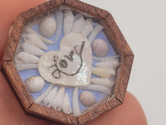 Sailor's Valentine - "Love" on Heart Surrounded by Assorted Shells – by Pam Friend