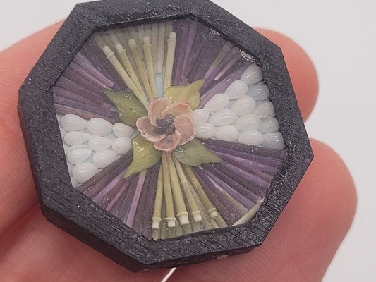 Sailor's Valentine - Shells and Sticks surrounding Pink Center Flower - by Pam Friend