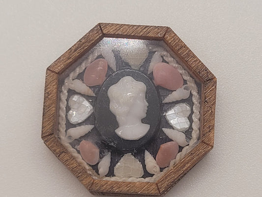 Sailor's Valentine - Tellin and Conch Shells Surrounding Woman's Profile Emblem – by Pam Friend