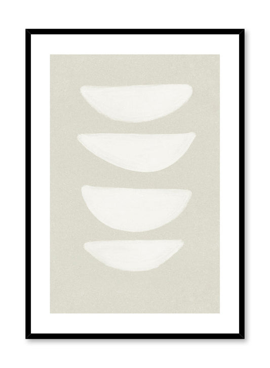 Modern abstract illustration poster by Opposite Wall with stacked bowl shapes on beige by Toffie Affichiste