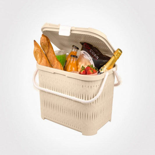 SHORT BAMBOO PICNIC BASKET WITH LID 1550