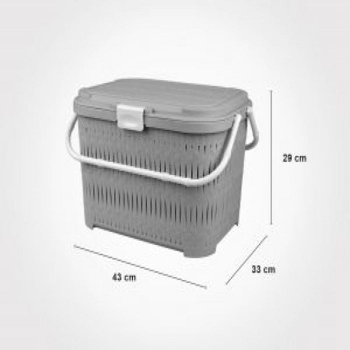 SHORT BAMBOO PICNIC BASKET WITH LID 1550