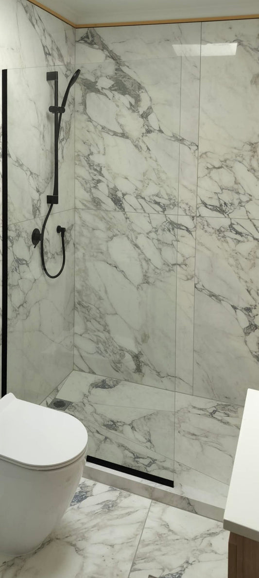 Shower Glass - Stream Series Side Panel 770X1950mm - Gunmetal Grey
