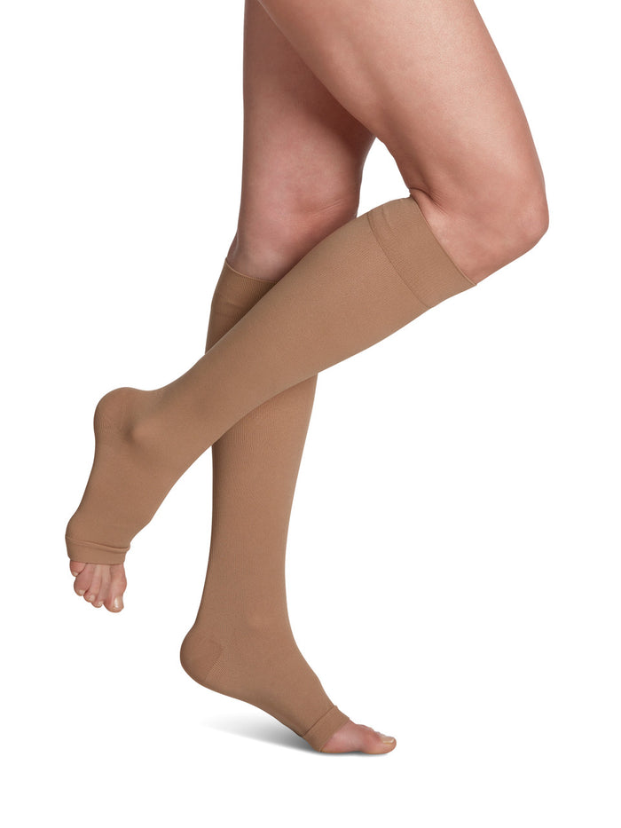 Sigvaris Essential Cotton Knee High Socks, Open Toe 30-40mmHg - Compression Level: Extra Firm 30-40 MmHg - Unisex - Foot