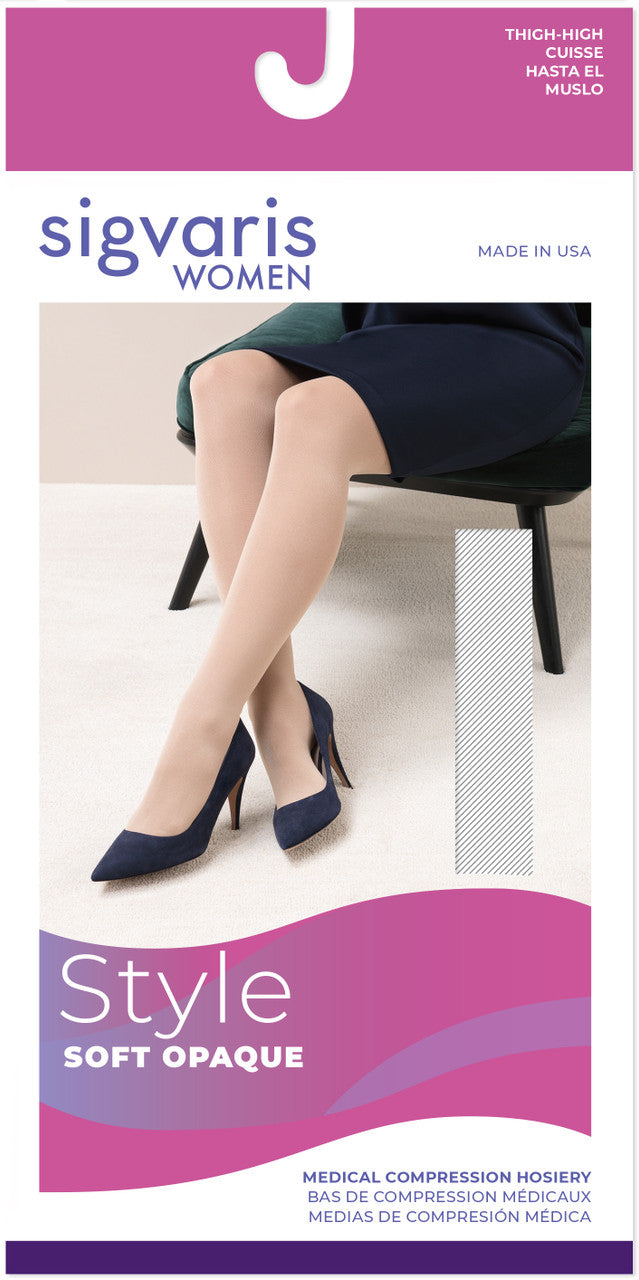 Sigvaris Soft Opaque Women's Thigh High 15-20mmHg - Compression Level: Moderate 15-20 MmHg - Unisex - Leg