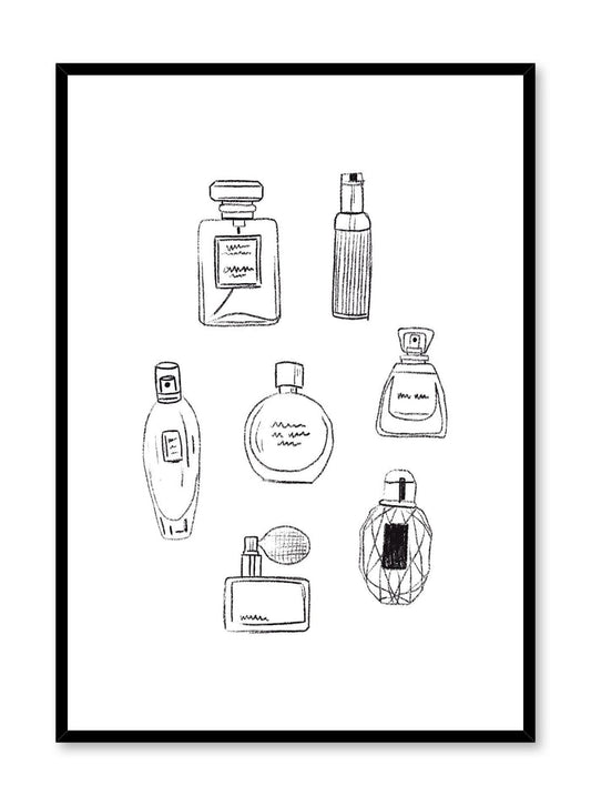 Fashion illustration poster by Opposite Wall with group of perfume bottles
