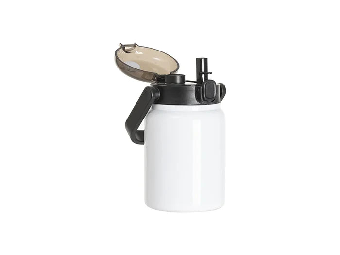 Sublimation Blanks 25oz/750ml Stainless Steel Tumbler w/ Wide Mouth & Black Portable Straw Lid(White)