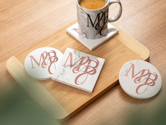 Sublimation Round Marble Texture Coaster w/ Cork (φ10cm/ 3.94inch)