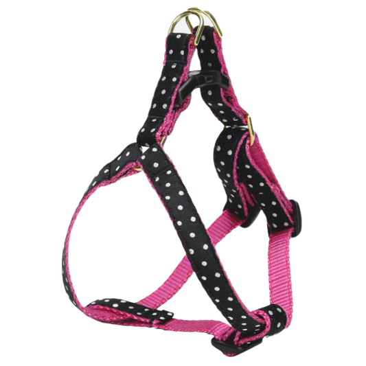 BLACK-WHITE-DOTS-DOG-HARNESS-SMALL-BREED-TEACUP