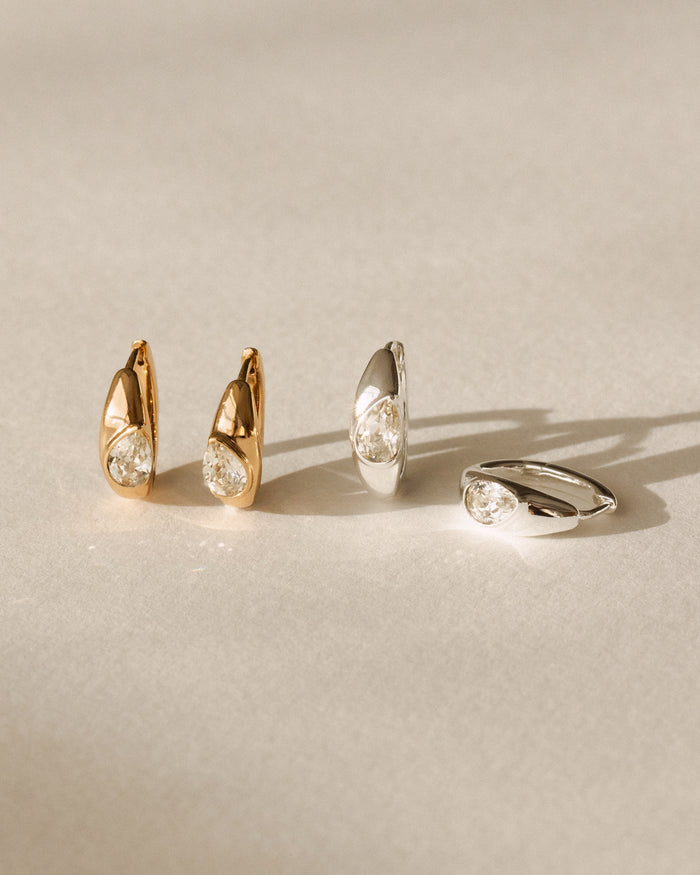 White Sapphire Zephyr Hoops