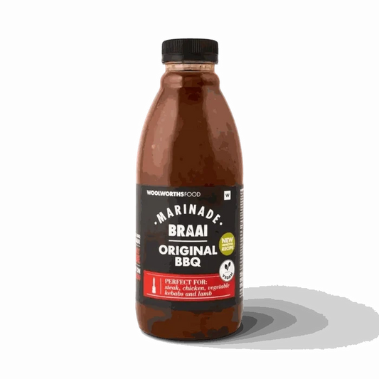 Woolworths Original BBQ Braai Marinade 750ml bottle for South African braai cooking