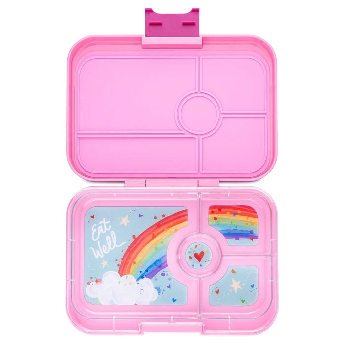 Yumbox Tapas 4-Compartment Leakproof Bento Box - Capri Pink with Rainbow Tray
