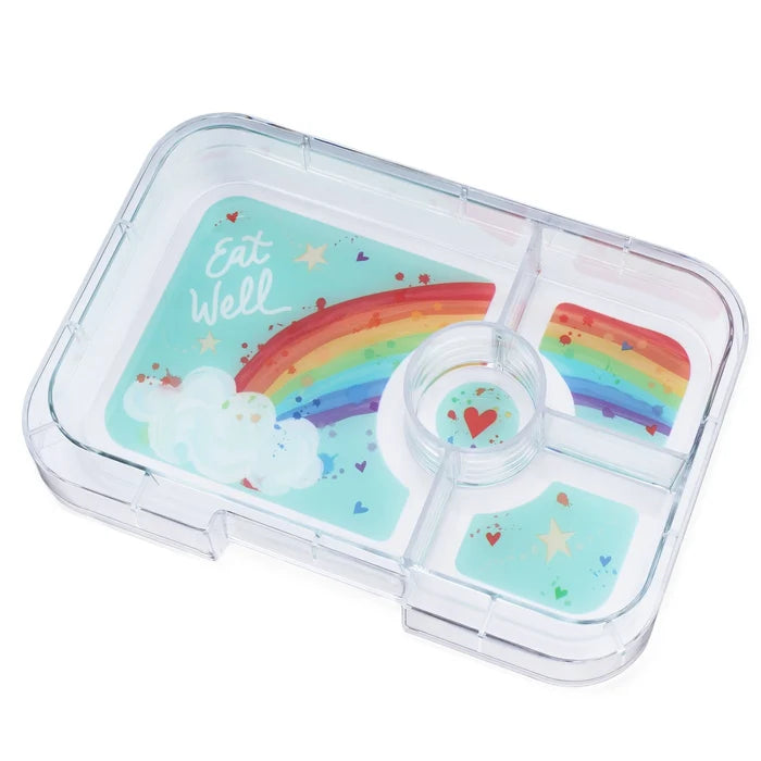 Yumbox Tapas 4-Compartment Leakproof Bento Box - Capri Pink with Rainbow Tray