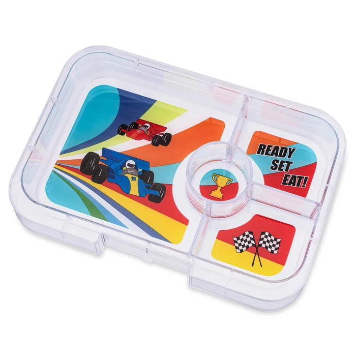 Yumbox Tapas 4-Compartment Leakproof Bento Box - Monte Carlo Blue with Racing Tray