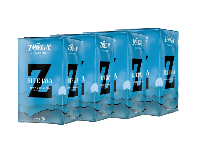 Zoégas Blue Java Ground Coffee 4 × 450g (4 × 15.87 oz) – Premium Swedish Light Dark Roast 100% Arabica Coffee